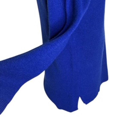 DKNY Jeans Long Tunic Cowl Neck Royal Blue Sleigh Hi/Lo Hem Sweater Size L - Picture 4 of 7